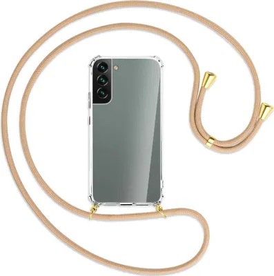 Produktbild von Handykette Backcover-Schutzhülle mit Band (Metall goldfarben) für Samsung Galaxy S22 Plus 5G (S906) - beige