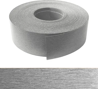 A roll of edge banding with a close-up view of its texture.