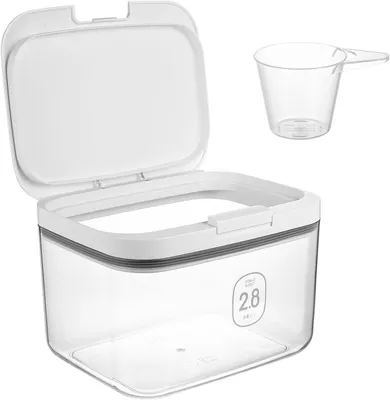 Imagen del producto de Caja de almacenamiento para detergente, 2,8 litros, apta para detergentes líquidos y en polvo, ideal para la lavandería
