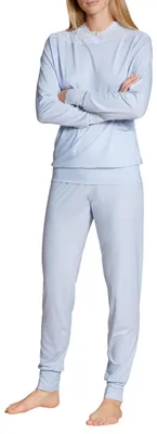 Produktbild von CALIDA Elegant Dreams Bündchen-Pyjama Damen Harmony Blue 36-38