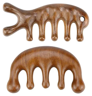 Image de Lot de 2 peignes en bois pour massage du cuir chevelu, en bois de santal