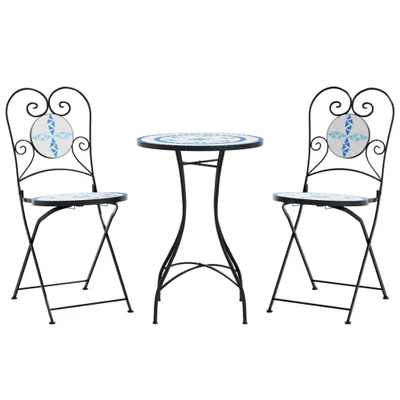 Obrázek produktu pro Mozaikový bistro set modrý a bílý železo a keramika