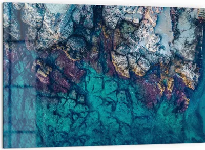 Produktbild von DEQORI Küchenrückwand Glas 60x40 cm 'Küstenfarbenspiel' Spritzschutz Bad Rückwand Küche