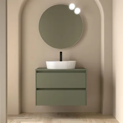 Produktbild von Badezimmermöbel BALTIC 800 2 Schubladen GREEN SATIN + Waschtisch-Platte