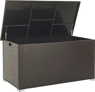 Produktbild von BELIANI Auflagenbox Braun Rattan 155 x 75 cm 770 L mit Deckel für Garten für Terrasse Aufbewahrung Kissenbox