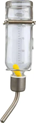 Produktbild von TRIXIE Tränke mit Spannfeder / Nut und Drahthalter, Glas, 125 ml