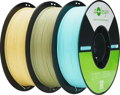 Obrázek produktu pro vlákno pro 3D tiskárny, průměr 1,75 mm, ekologický materiál, 1zelené 1modré 1žluté