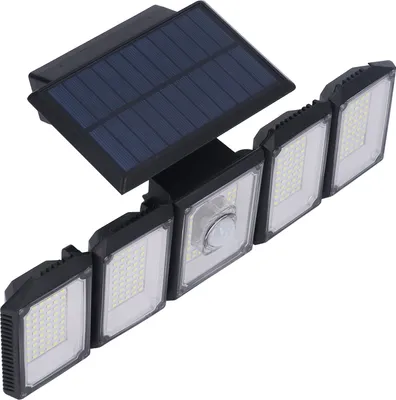 Solárne vonkajšie svetlo 5 hláv IP65 Vodotesné infračervené indukčné 300 LED nástenné svetlo pre záhradu