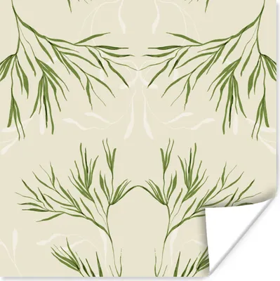Produktbild von MuchoWow® Poster Pastell - Grün - Blumen - Design 50x50 cm - Wohnzimmerdekoration