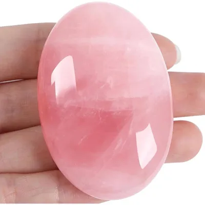 Image de Rosenquartz, pierre de guérison, "pierre des soucis", polie, forme ovale, 1 pièce