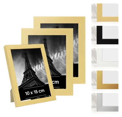 Productafbeelding van Set van 3 Eiken Kleurige Kunststof Fotolijsten 10x15 cm