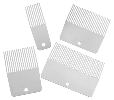 Produktbild von 4 Stück Edelstahl Wandstrukturkamm Strukturpinsel für Gips und Zementmaserungen