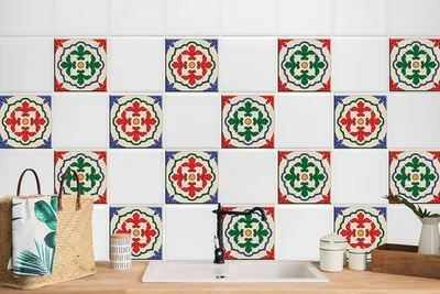 Produktbild von 24 Stück Laminierter Sticker Wandaufkleber Bad Küche Selbstklebende Bad Deko Mosaik- 20 x 20 cm