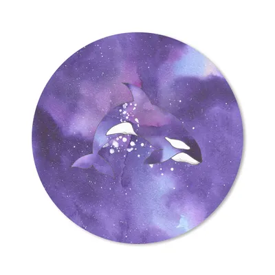 Produktbild von MuchoWow® Mauspad Mousepad Fisch - Orca - Lila - Aquarell 30x30 cm - Mousepads - Maus Mat - Pad - Mausunterlage - Tischunterlage - Schreibtischmatten