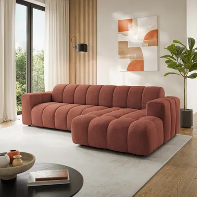 Produktbild von Masseno Ecksofa SETIA L-Form Sofa, Wohnzimmersofa, Couch, Soffa, Couchgarnitur - Orange, ARAGON 59