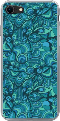 Produktbild von MuchoWow® Handyhülle Schutzhülle Hülle für Telefoonhoesje iPhone SE 2020 Design - Vintage - Blau - Türkis Silikon Softcase Handy Hülle - Kartenbesitzer