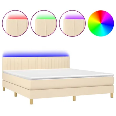 Produktbild von Boxspringbett mit Matratze & LED Creme 160x200 cm Stoff
