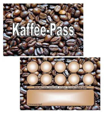 Produktbild von 200 Bonuskarten Treuekarten Rabattkarten Kaffeepass Kaffee Backshop Bäckerei Café 200BKK5