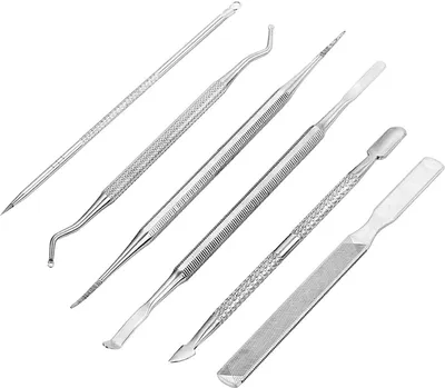 Produktbild von Set für eingewachsene Nägel, professionelle Nagelpflege, eingewachsenes Nagelfeilen- und -Heber-Set, 6-teiliges Set, Maniküre- und Pediküre-Set aus Edelstahl, Nagelfeilen- und eingewachsene Nagelwerkzeuge