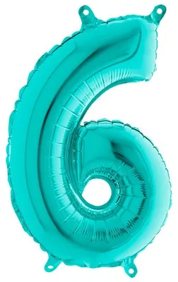 Obrázek produktu pro Fóliový balónek číslo 6 Tiffany, mátový - 102 cm Grabo