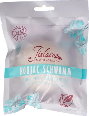 Produktbild von Runder Konjac-Schwamm pur, 7 cm Ø, 3,5 cm dick, vegan, biologisch abbaubar, für Gesicht & Körper