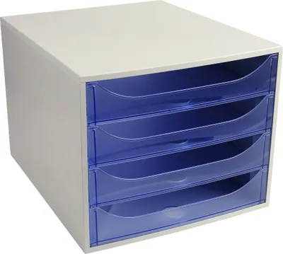Zdjęcie produktu dla Exacompta 228610D, Plastik, Polipropylen (PP), Polistyren (PS), Niebieski, Szary, A4+, A4+, 4 szuf., 348 mm
