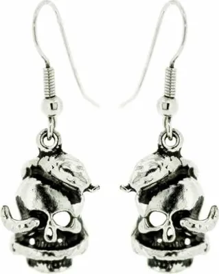 Produktbild von Ohrringe Todesschlange Totenkopf + Kobra Ohrhänger Totenkopf + Schlange Ohranhänger Schlangentotenkopf earrings skull & snake