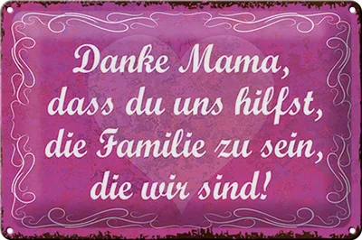 Produktbild von Blechschild Spruch 30x20cm Danke Mama dass du uns hilfst