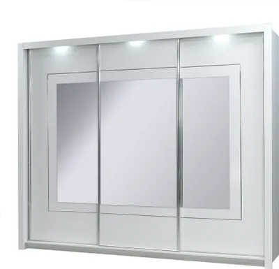 Produktbild von Schwebetürenschrank in weiß Hochglanz PALINURO-166, 258cm breit