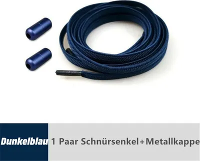 Produktbild von Elastische Schnürsenkel mit Schnellverschluss Schnellschnürsystem Schuhbänder ohne Binden Flach Rund Bunt, Dunkelblau