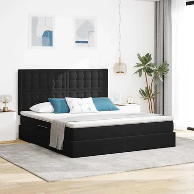 Obrázok produktu pre Maison Exclusive – LED posteľ s úložným priestorom a matracom, čierna, 180 x 200 cm, zamat