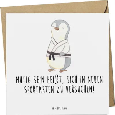 Produktbild von Mr. & Mrs. Panda Glückwunschkarte Neue Sportart versuchen - Weiß - Geschenk, Neues lernen, Klappkarte, Herausforderungen, Sportarten, Zuversicht, doppelkarte, faltkarte