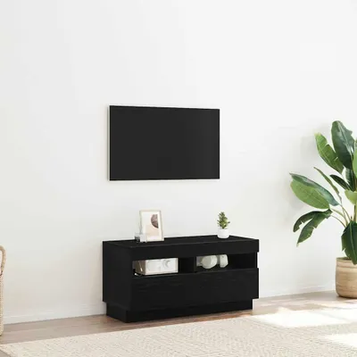 Obrázok produktu pre Maison Exclusive – TV skrinka, 80 x 35 x 40 cm, čierna, vzhľad dubového dreva, drevotrieska