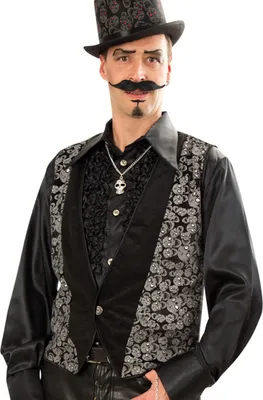 Produktbild von Totenkopf Herren Weste Vampir Halloween Fasching Karneval Party Cosplay L