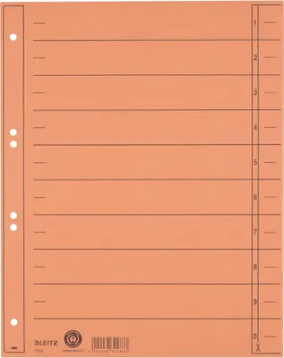 Produktbild von LEITZ Trennblätter A4 Überbreite Manilakarton 230 g/qm orange 100 Trennblätter