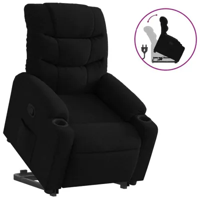 Produktbild von Relaxsessel mit Aufstehhilfe Schwarz Stoff