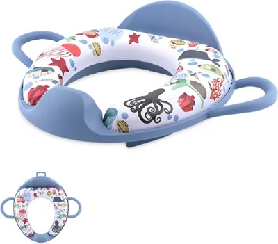Produktbild von Lorelli Toilettensitz Rckenlehne Handgriff gepolstert, Spritzschutz, Kunststoff dunkelblau