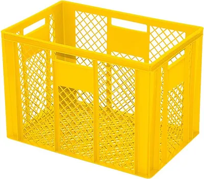 Produktbild von 30 Stück Eurobehälter durchbrochen/Bäckerkiste, LxBxH 600 x 400 x 410 mm, PE-HD, lebensmittelecht, gelb, Palettenware