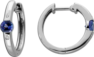 Produktbild von Tansanit Creolen Platin 950 Diamanten 0.05ct Natur Edelsteine