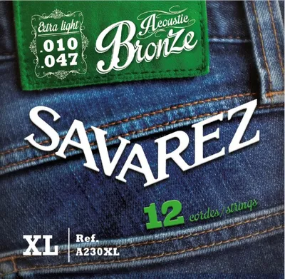 Zdjęcie produktu dla Struny Akustyczne Savarez (12 Strun), Brąz 80/20, Extra Leicht (.010), Zestaw (6)