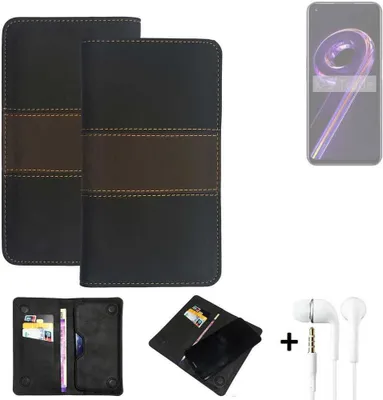 Produktbild von K-S-Trade Handyhülle + Kopfhörer kompatibel mit Realme 9 Pro Schutzhülle Walletcase Bookstyle Tasche Schutz Case Hülle Wallet Cover Kunstleder