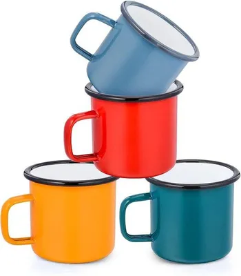 Produktbild von Kopjes-Set aus Emaille, 4 Teile, 350 ml, Farbenrot/Blau/Gelb/Grün