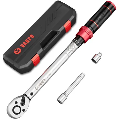 Obrázek produktu pro Sada momentových klíčů 1/2", rozsah 20-220 Nm, včetně prodlužovacího nástavce a adaptérů