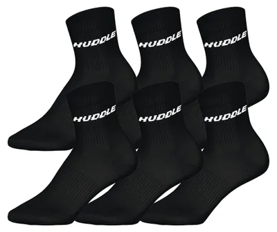 Produktbild von HUDDLE Uni Socken, 6er Pack - Basic, Logo, Short Crew, Sportsocken, einfarbig Schwarz 35-38