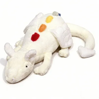 Produktbild von Plüsch Drache Kuscheltier Kissen 50 cm Dino Spielzeug Kuscheldrache Regenbogenweiß