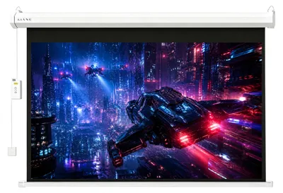 Produktbild von Kiano Electric 100 Zoll Beamer-Leinwand 16:9 Fiberglass, elektrisch, für Wand und Decke, Heimkino, Büro und Präsentationen