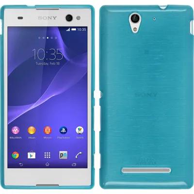 Produktbild von PhoneNatic Case kompatibel mit Sony Xperia C3 - blau Silikon Hülle brushed + 2 Schutzfolien