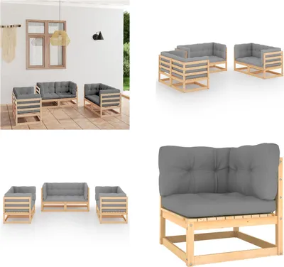 Produktbild von vidaXL 6 tlg. Garten Lounge Set mit Kissen Kiefer Massivholz - Gartenmöbel-Set - Gartenmöbel-Sets - Gartengarnitur - Gartengarnituren