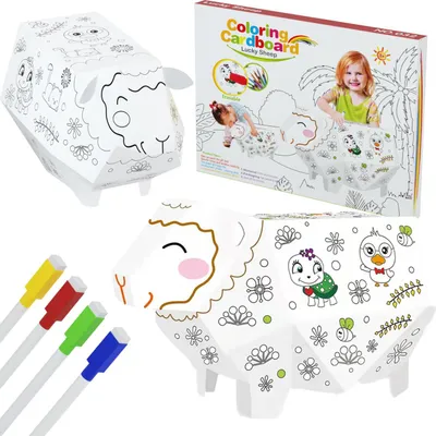 Produktbild von Schaf-Kunstset zum Zusammenbauen, Malen, Ausmalen, Karton