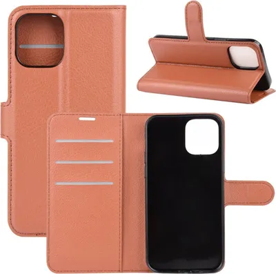 Produktbild von Schutzhülle für Apple iPhone 12 Pro Max Case Handy Hülle Cover Schutztasche Wallet, Farbe:Braun
